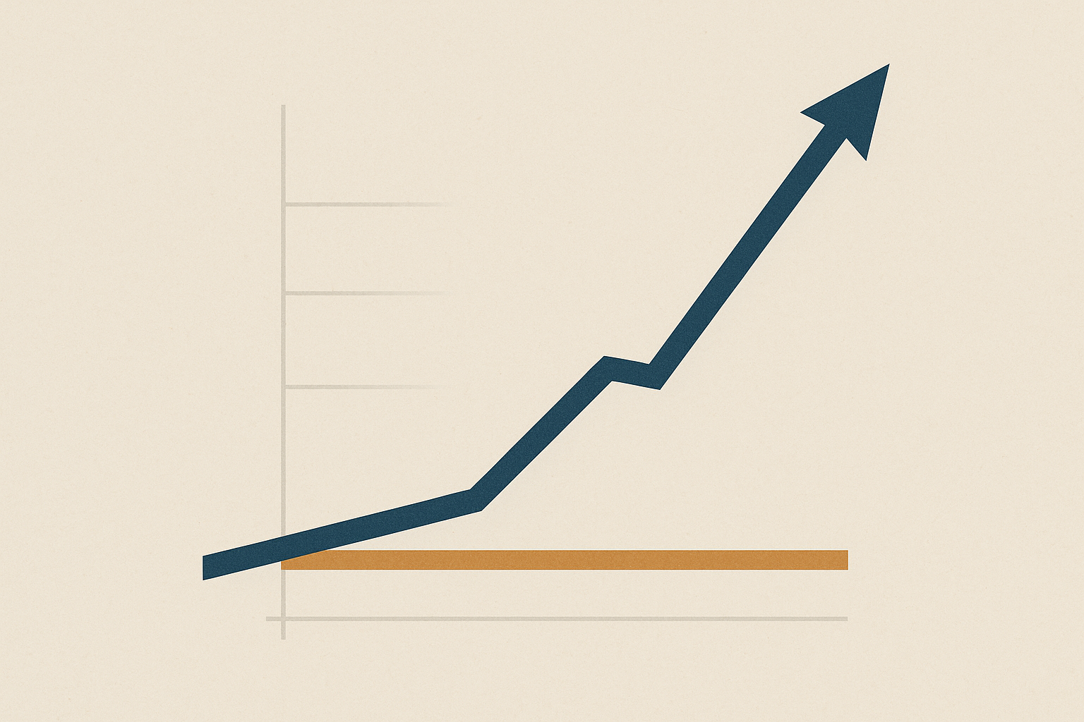 Linee di grafico che mostrano salari in aumento e produttività stabile, a indicare un divario crescente