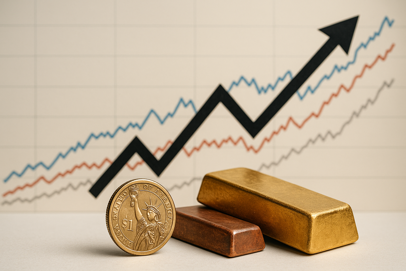 Andamento stilizzato del cambio dollaro e dei prezzi delle materie prime con impatto sui costi industriali
