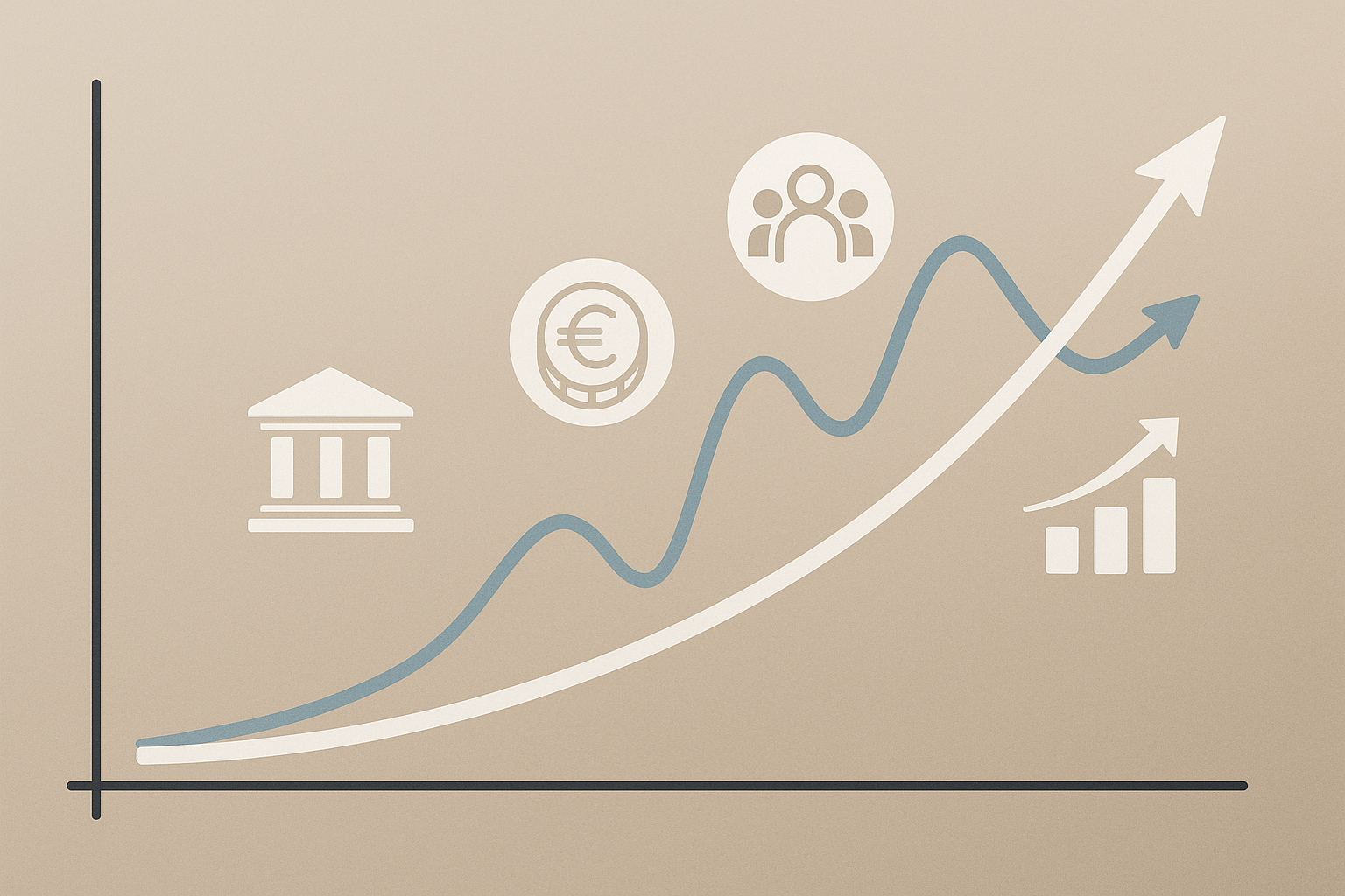 Rappresentazione astratta di curva dei rendimenti e indicatori macroeconomici legati alle decisioni della banca centrale