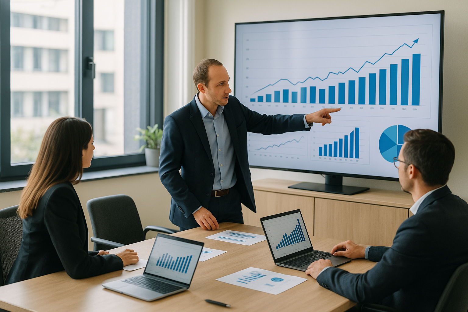 Team in ufficio che analizza indicatori di produttività e performance operativa