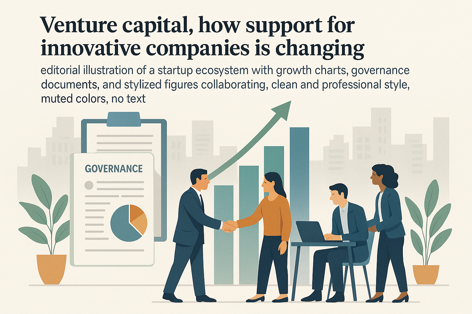Ecosistema di imprese innovative con grafici di crescita e strumenti di governance legati al capitale di rischio